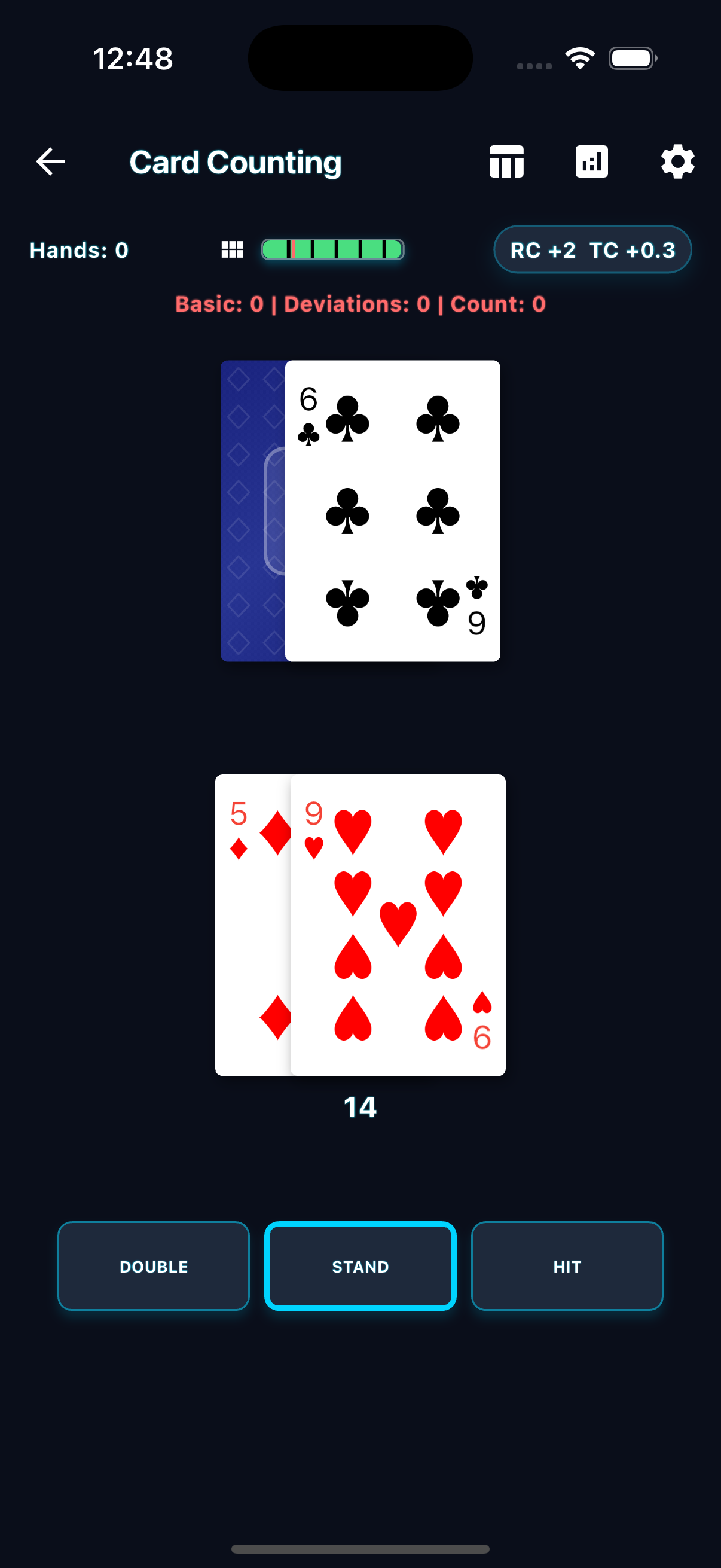 Blackjack AI Pro Basic Strategy Training Interface